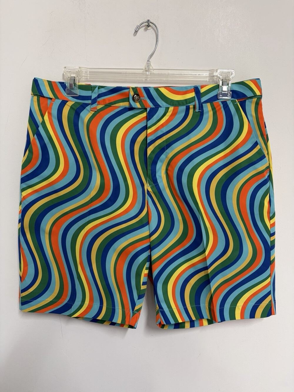 Loudmouth Golf Torrey Lines Colorful Swirl Athletic Stretch Shorts Mens 36W